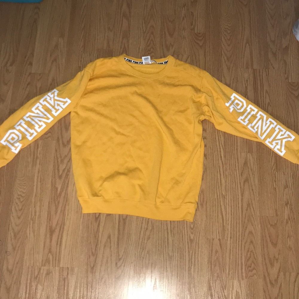 vs pink yellow long sleeve fleece